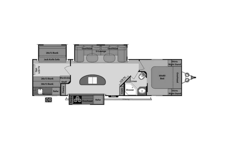 2014 Open Range Light 308BHS  at My RV Texas STOCK# 308 Floor plan Layout Photo