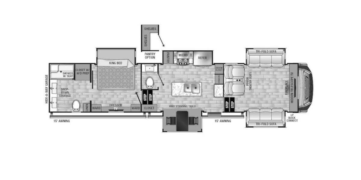 2022 Cedar Creek 371FL Fifth Wheel at My RV Texas STOCK# 371FL Floor plan Layout Photo