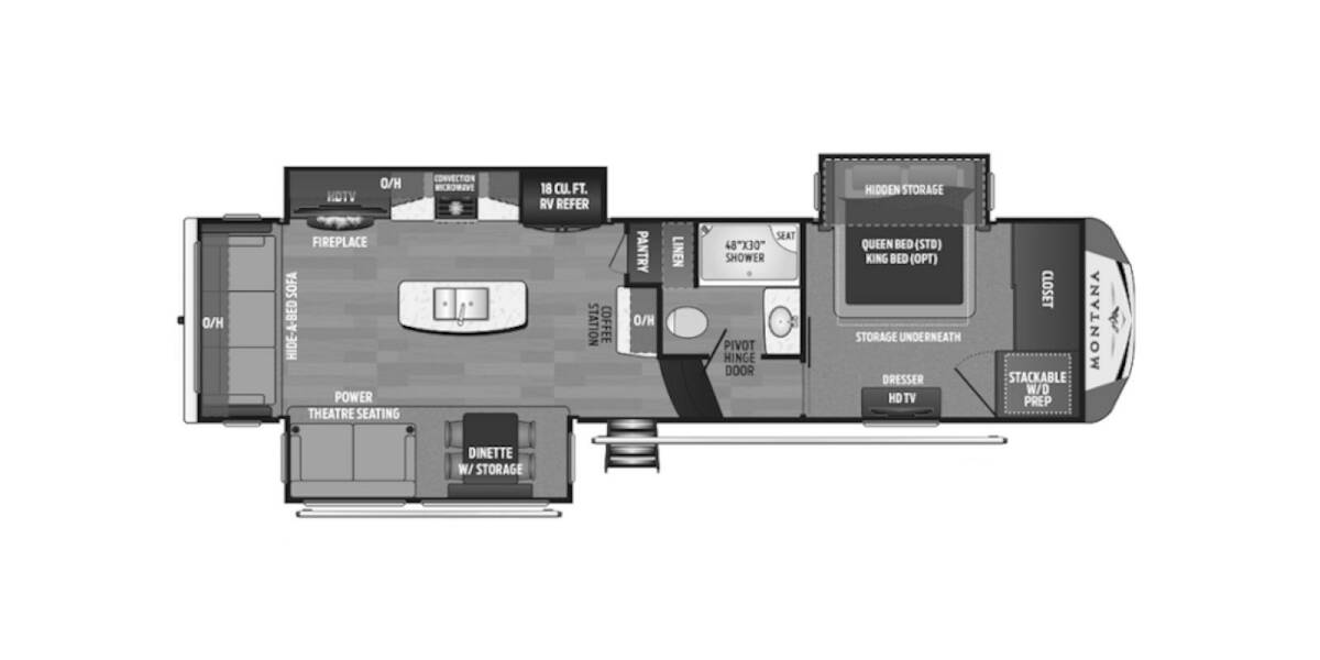 2019 Keystone Montana 3120RL Fifth Wheel at My RV Texas STOCK# 3120 Floor plan Layout Photo